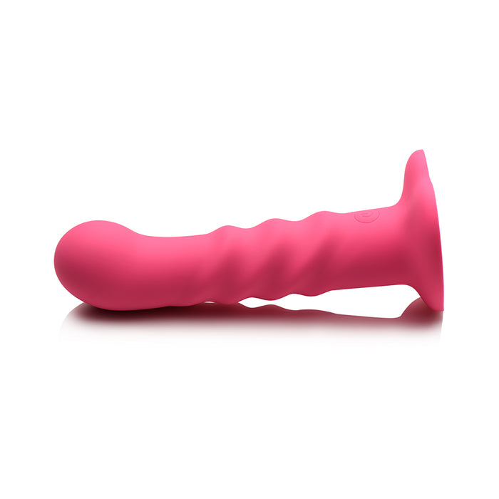 Simply Sweet 21X Vibrating Ribbed Silicone Dildo W/ Remote Pink