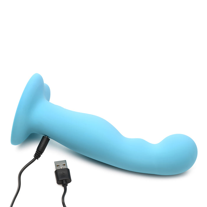 Simply Sweet 21X Vibrating Thick Silicone Dildo W/ Remote Blue