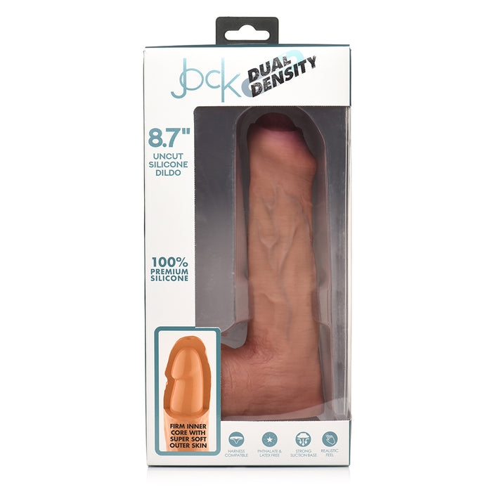 Jock Uncut 8.7 in. Dual Density Silicone Dildo with Balls Light