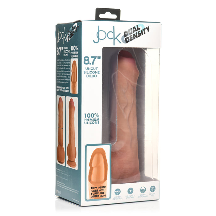 Jock Uncut 8.7 in. Dual Density Silicone Dildo with Balls Light